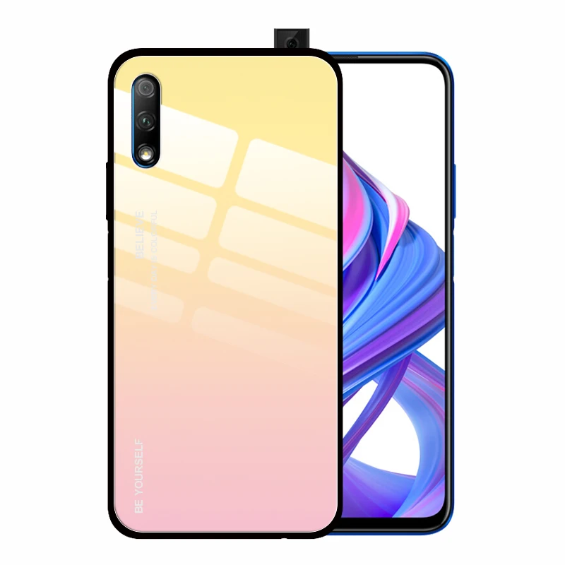 Модный чехол из закаленного стекла с градиентом кристалла для Huawei Honor 20 Pro 9X 8X 10 Lite