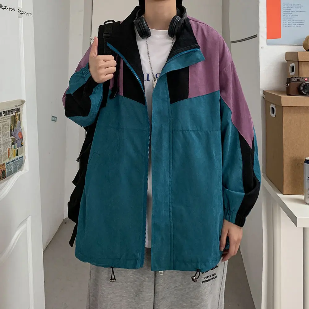 Весенний пуловер куртка Мужская мода свободная стойка куртки для мужчин Хит цвет