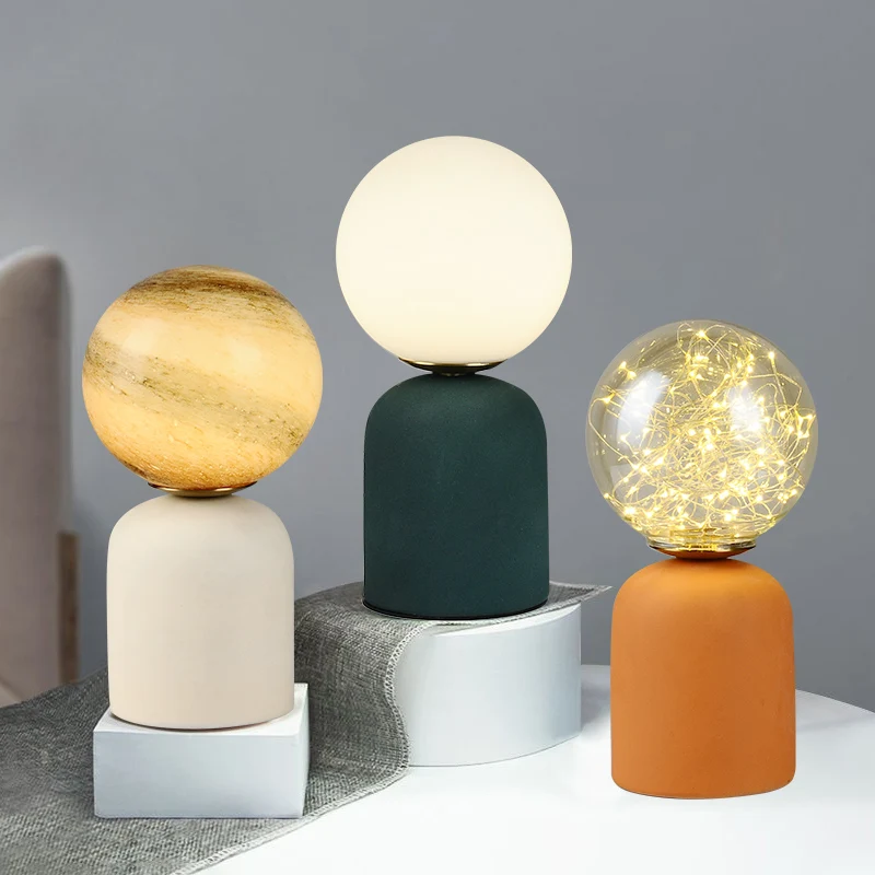 

Nordic Decoration Glass Lamp Cozy Bedside Lamp Bedroom Study Simple Ceramic Starry Table Lamp