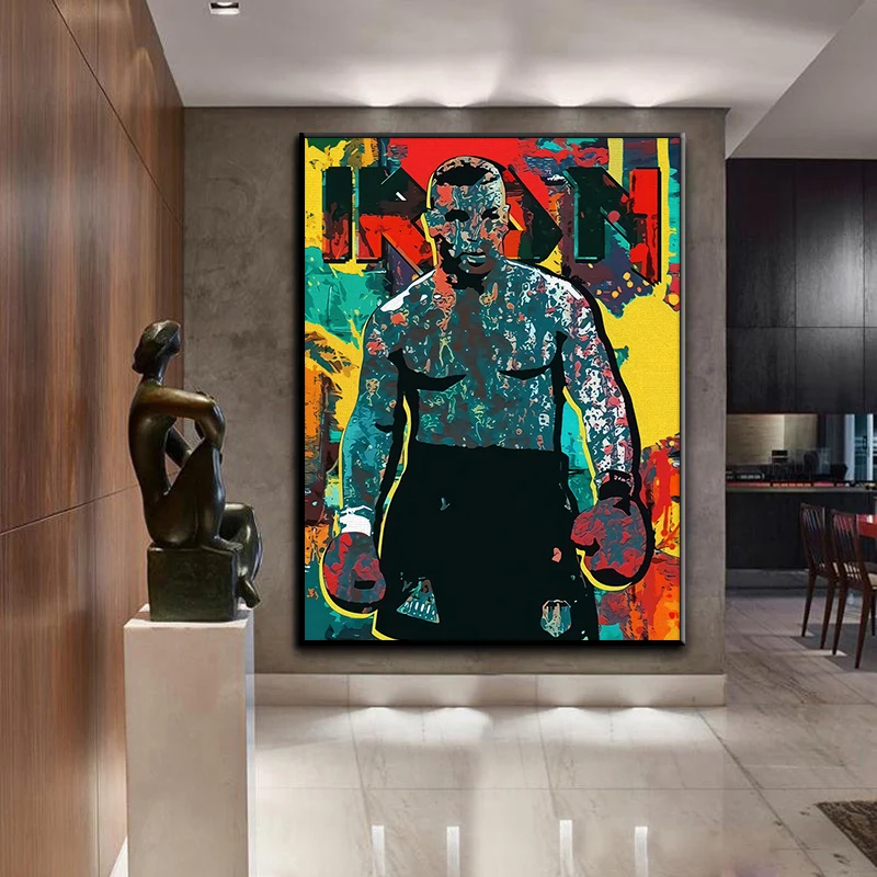 

Graffiti Boxing Star Sports Player Poster Canvas Painting Inspirational Motivational Art Print for Boys Gym Decor Wall Picture
