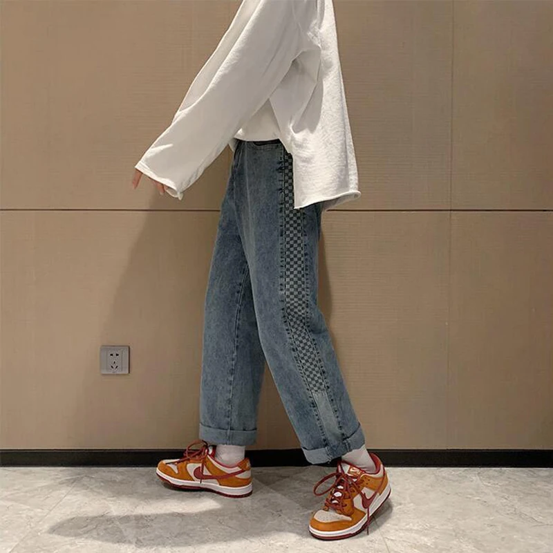 

Summer Jeans Men's Mid Waist New Thin Loose Straight Hong Kong Style Harlan Wide Leg Casual Pants