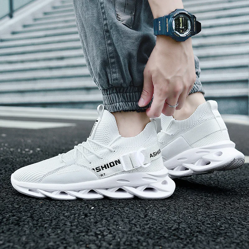 

Running Sports Shoes Male Light Soft Thick Sole Hole Cushioning Athletic Wearable Sneakers Mesh Breathable