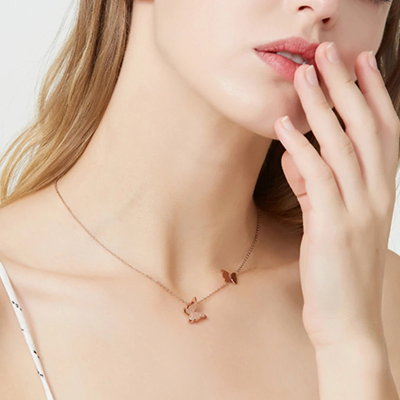 Fengnee Роскошные ювелирные изделия из нержавеющей стали для женщин Любовь розовое