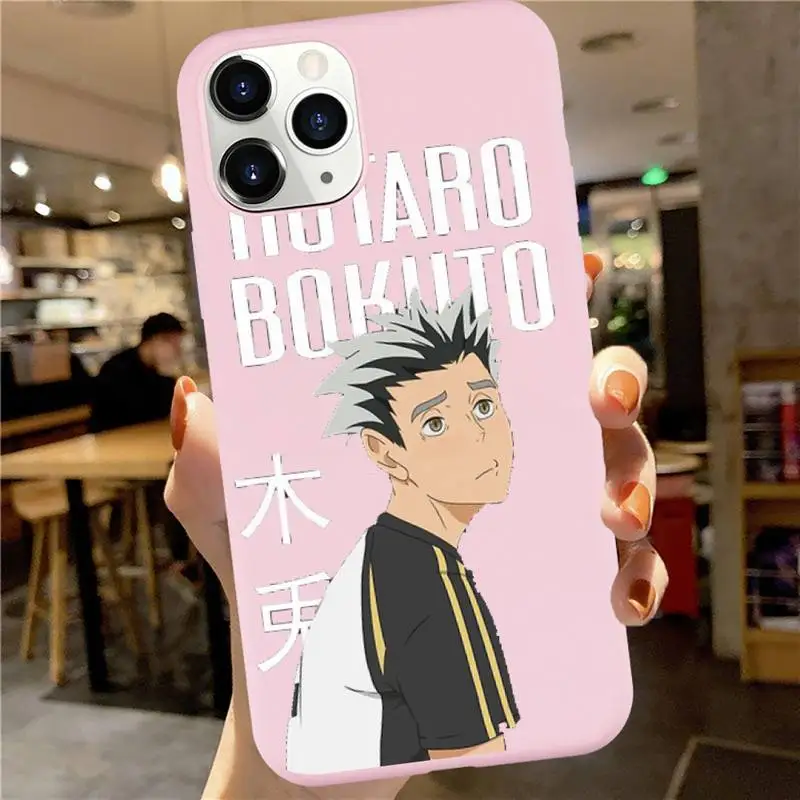 

haikyuu Poster volleyball Japan anime Phone Case Pink Candy Color for iPhone 6 7 8 11 12 s mini pro X XS XR MAX Plus