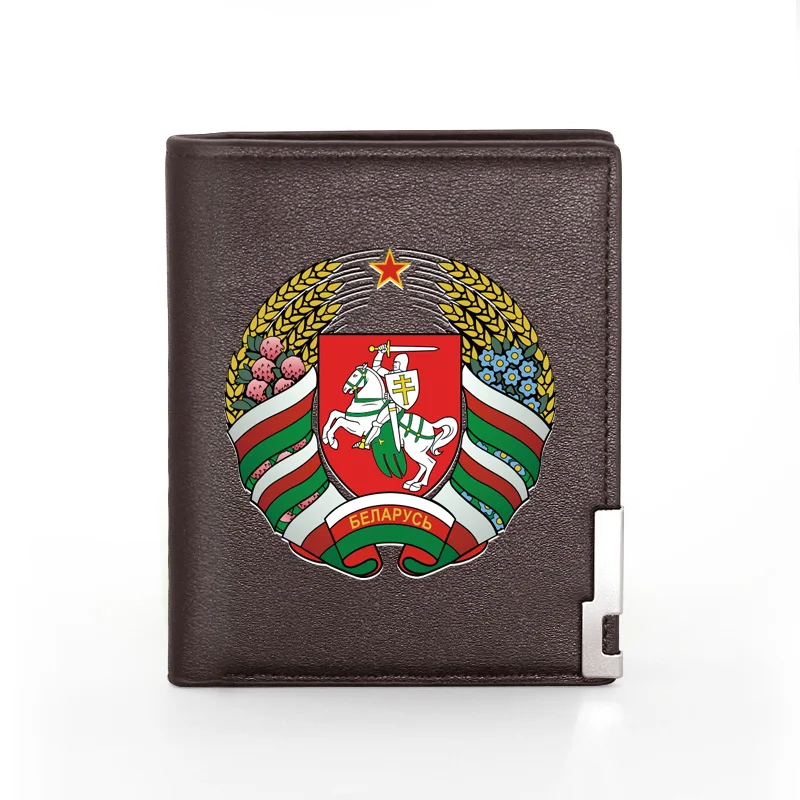 High Quality Classic Republic of Belarus Symbol Printing Pu Leather wallet Men Bifold Credit Card Holder Short Purse Male | Багаж и сумки