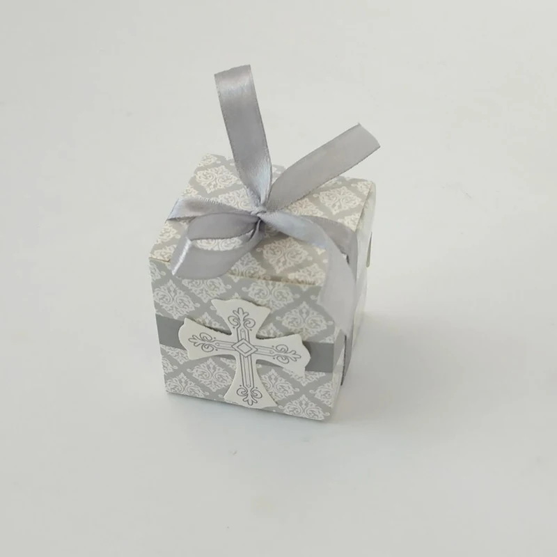 10 шт./лот вечерние товары с крестиком конфетная коробка для детского душа Детские