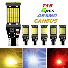 6 шт. W5W T15 светодиодный 45smd лампочка автомобильный Canbus тормозной