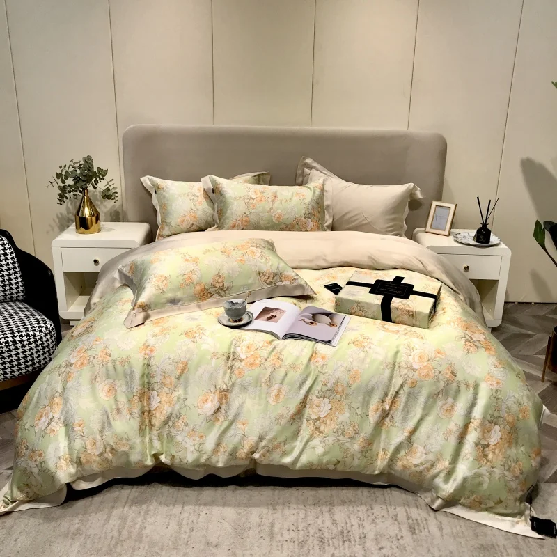 

20 Patterns HD Printed Floral Bedding Set 60S Tencel Silky Soft Double Size Bedlinen Sheet Pillowcase Duvet Cover 4Pcs for Home