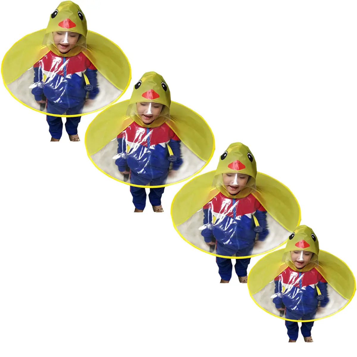 Детский дождевик с рисунком складной плащ-дождевик утенком и зонтиком | Дом сад