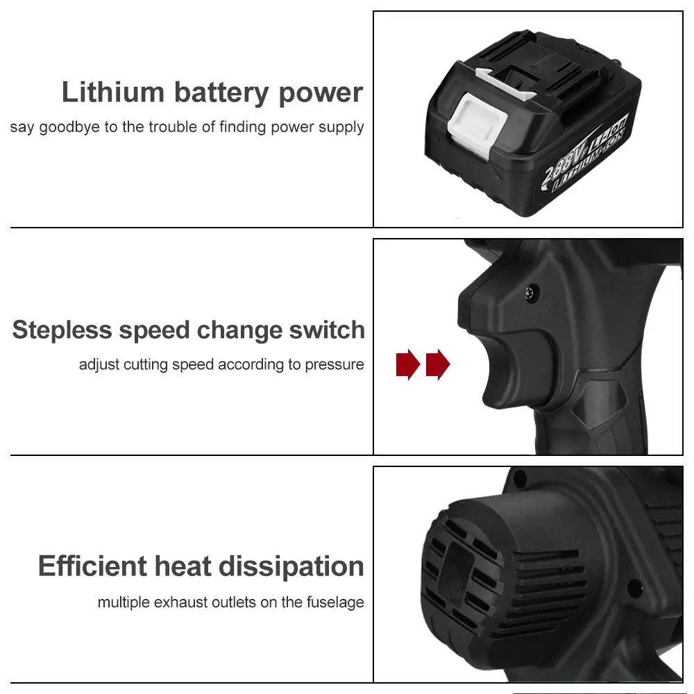 

6 Inch 288Vf 1200W Electric Chain Saw Pruning Garden Logging Saw Woodworking Cutter Power Tools for Makita 18V Battery
