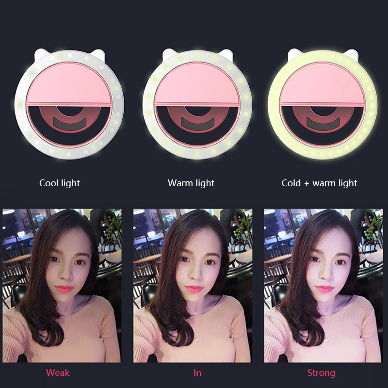

FOR Mini Mobile Phone LED Selfie Light Anchor Beauty Lens Live Broadcast Artifact Round Ring Mobile Phone Fill Light