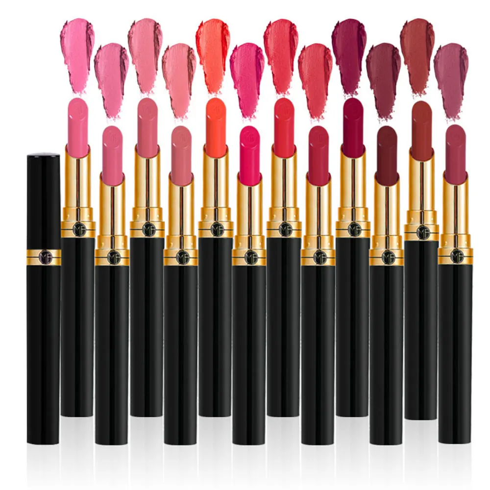 12 Цветов губная помада карандаш матовая Водонепроницаемый бархатные яркие