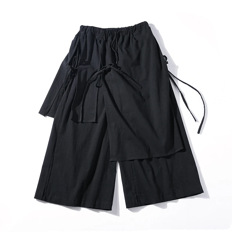 

Style Harajuku Mens Wide Leg Pants Leisure Cotton Linen High Quality Men's Harem Pants 2021 Summer Sweatpants Male Streetwear