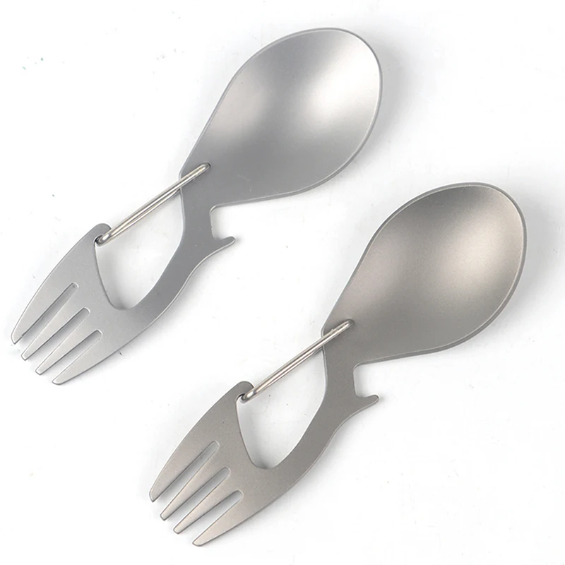 

Stainless Steel/Titanium Camping Tableware Fork Spoon Utensil Outdoor Picnic Gadget Outdoor Hiking Cooking Camping Equipment