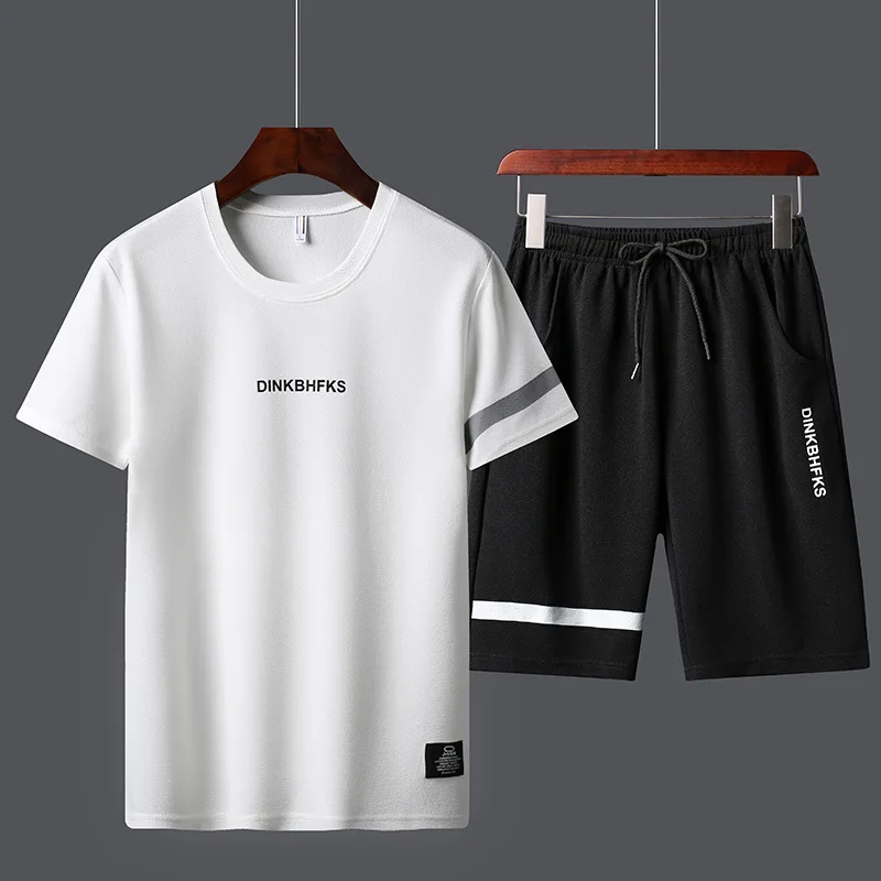 

Summer Short-sleeved Set Men Korean Version of The Trend Short-sleeved Shorts Casual Loose-fitting T-shirt Two-piece Sweatsuit