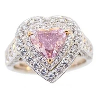 lovely cute inlaid pink heart love shaped full crystal zirconium rhinestone female ring for women wedding engagement jewelry