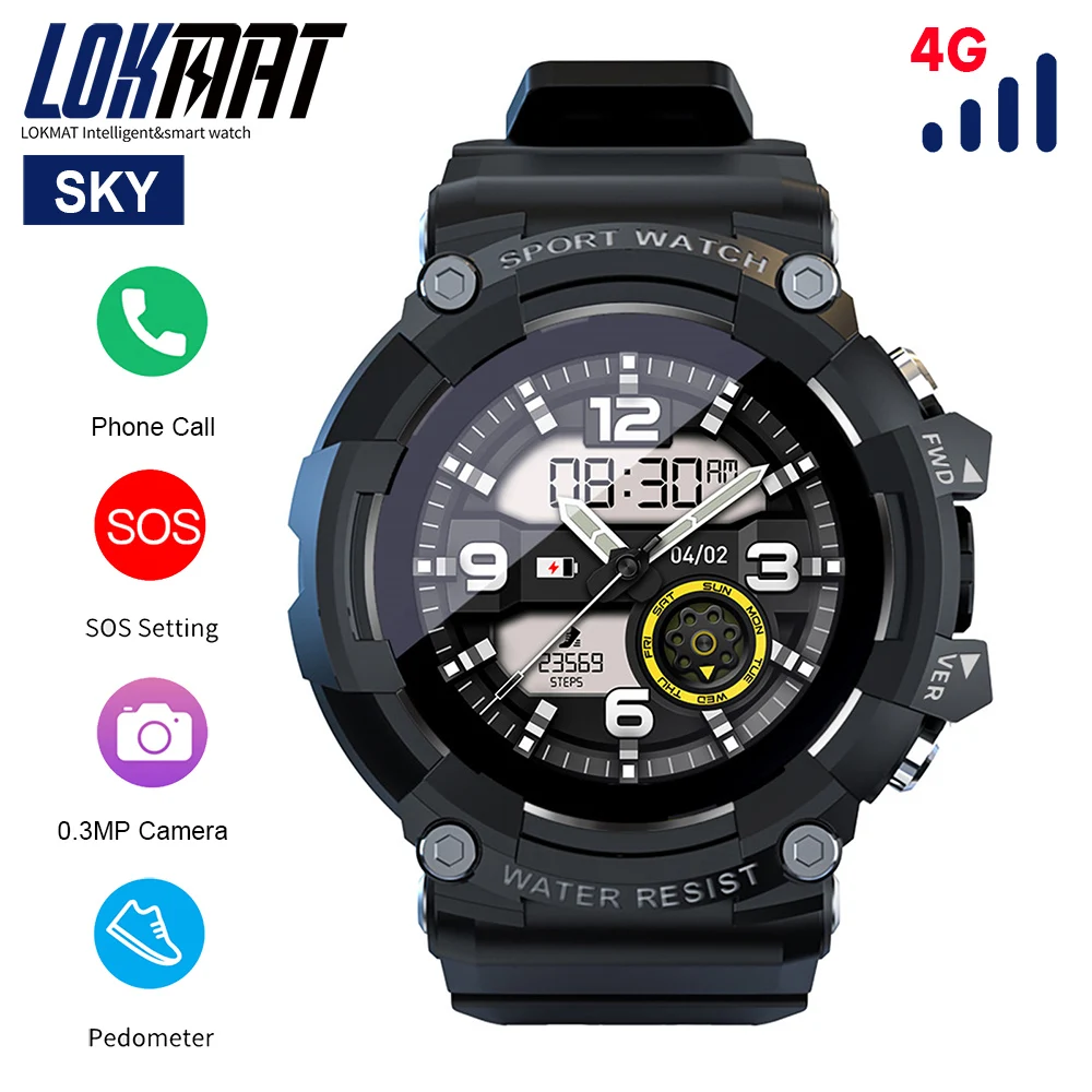 Смарт часы LOKMAT SKY для мужчин и женщин водонепроницаемые спортивные умные 3 метра 4G