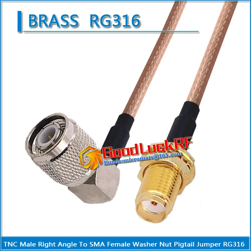 

1X Pcs SMA Male Right Angle 90 Degree to SMA Female Washer O-ring Bulkhead Mount Nut Plug Coaxial Pigtail Jumper RG316 Cable