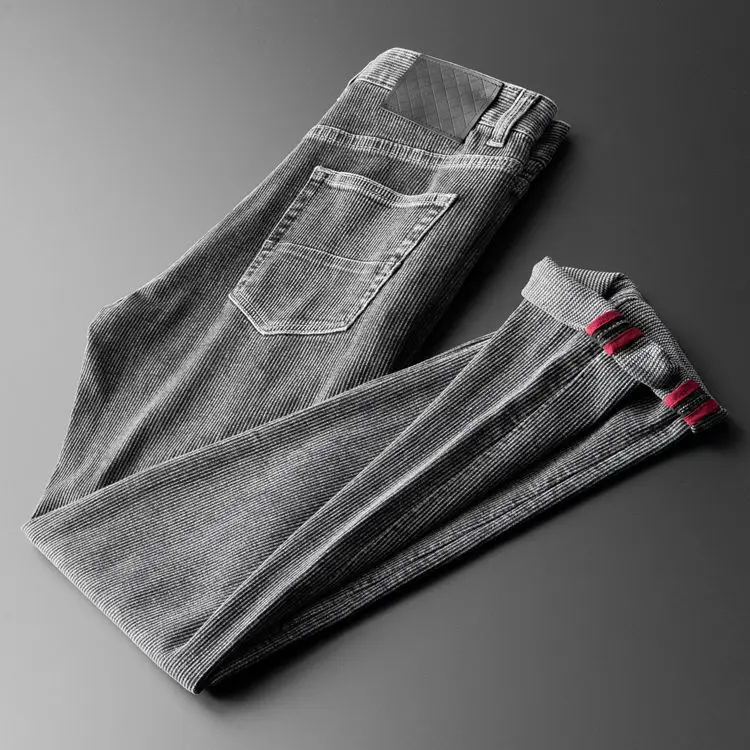 

Осенние роскошные мужские брюки, высококлассные эластичные джинсы из трикотажной ткани, мужские дымчато-серые джинсы, мужские брюки