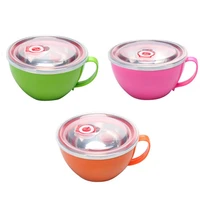 stainless steel instant noodle bowl double lid with lid handle noodle cup ramen bowl soup bowl insulated fresh box rice