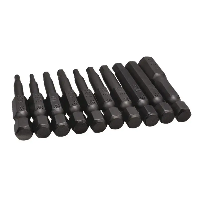 

10PCS Black Magnetic Hexagon Screwdriver Bits S2 Steel 1/4 Inch Hex Shank Screw Drivers Set 50MM KX4B