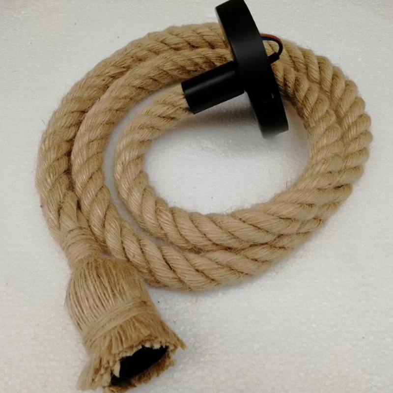 Винтажный Ретро подвесной светильник s из пеньковой веревки промышленный