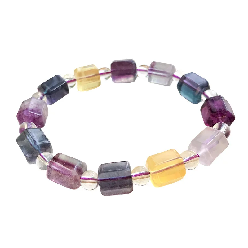 

Оптовая продажа, цветные браслеты из натурального флюорита, геометрические многоугольные браслеты с бусинами для женщин, свежие ювелирные ...