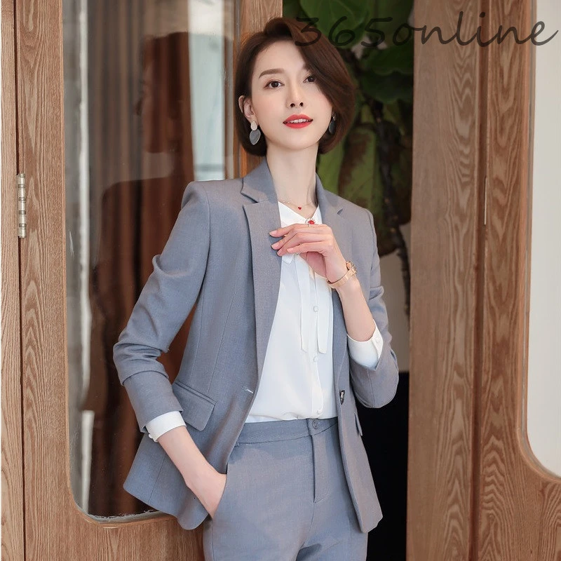 Новинка серый формальный стиль OL для женщин Бизнес Рабочая одежда блейзеры