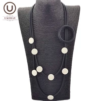ukebay new choker necklaces for women wood jewelry rubber chain wedding party accessories handmade necklace wooden jewellery