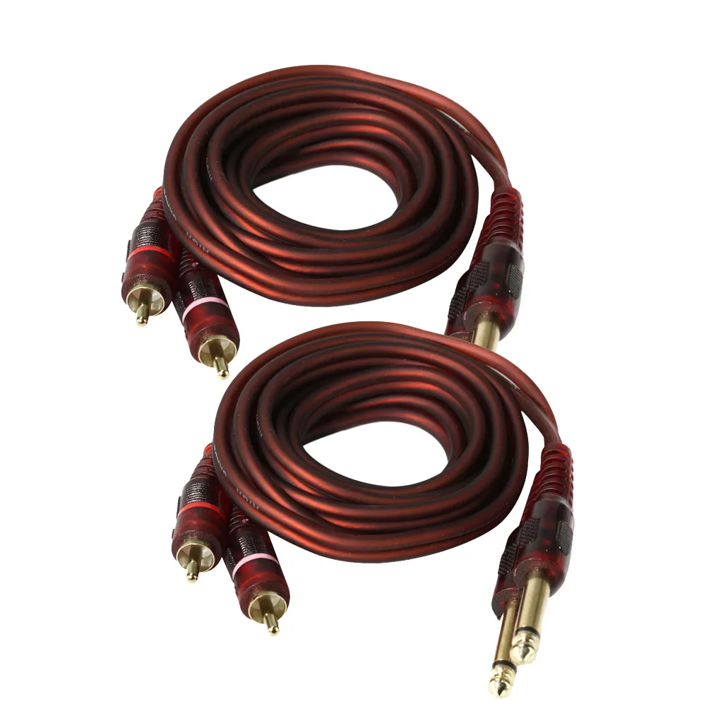2x двойной аудиокабель 1/4 дюйма к двойному RCA штекер 6 35 мм Phono Mono штекеру | Спорт и