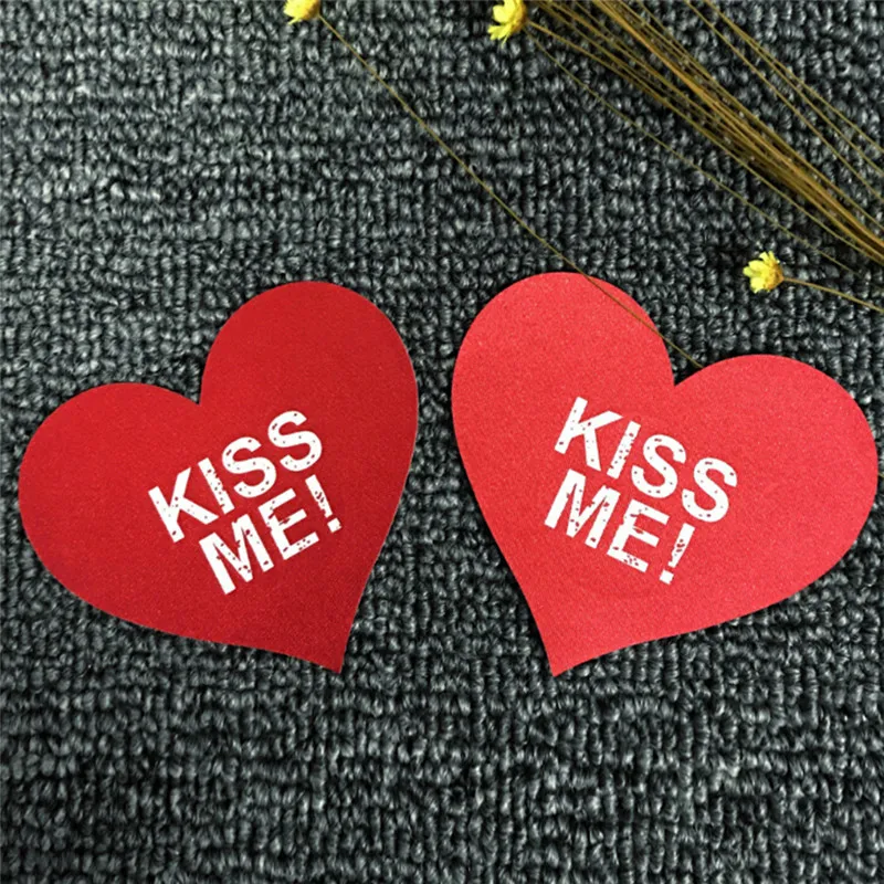 

Hot Sale Sexy Kiss Me Nude! Red Heart Nipple Cover Pasties Breast Petals Sticker 1 Pair High Quality