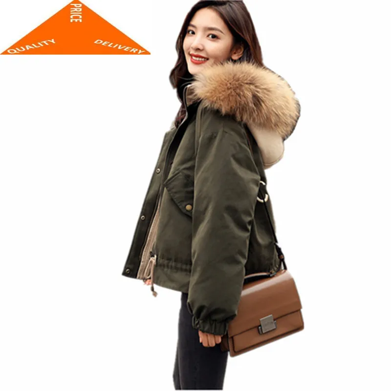 

woman coats winter 2020 newest fashion female casaul short parkas with fur collar korean style ladies elegant coat LWL706