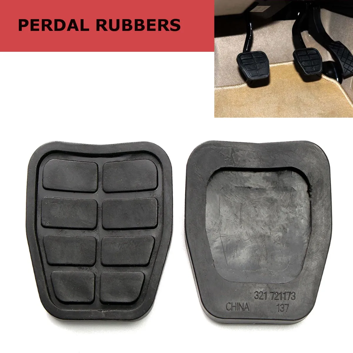 Пара автомобильных резиновых накладок на педали тормоза и сцепления 321721173 для VW