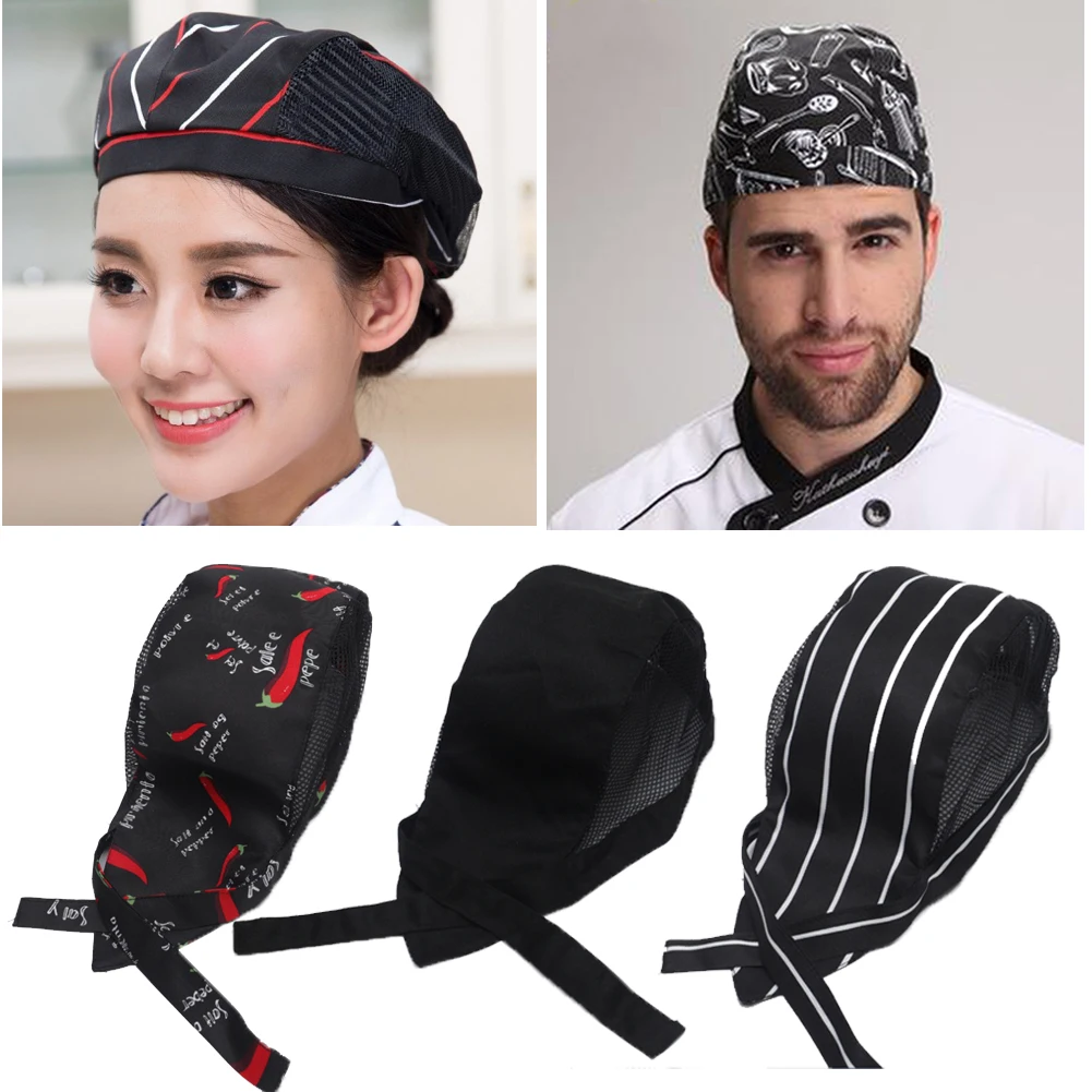 

AA Adult Adjustable Chef Hat Mesh Kitchen Cooking Hat Restaurant Chef Skull Cap
