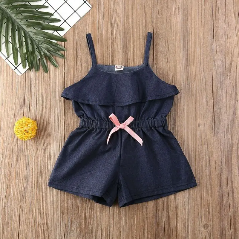 2020 одежда для маленьких девочек комбинезон с оборками короткие джинсовые штаны