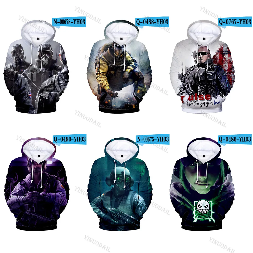 3D печать радуги шесть осады игра герой Косплей Толстовка мужской женский топ