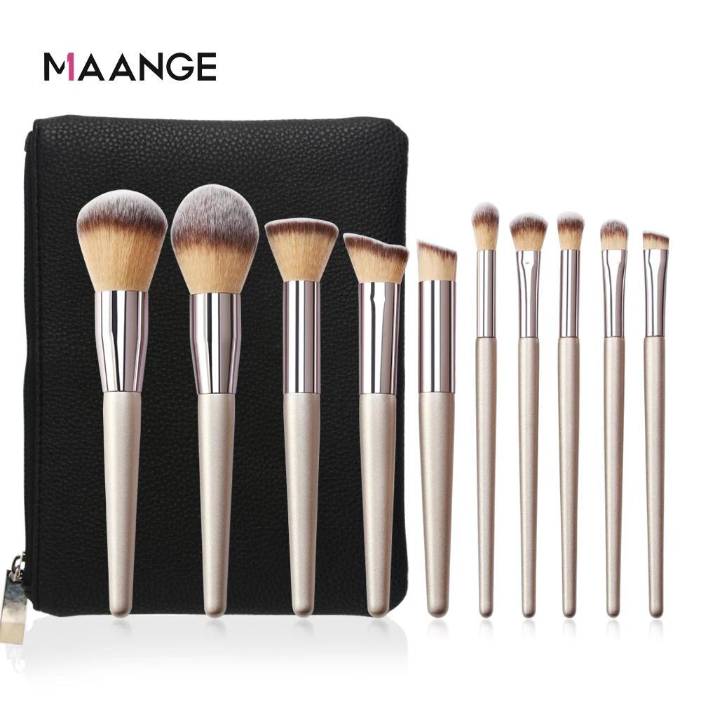 

10 /11Pcs Champagne Makeup Brush Set Pro For Foundation Powder Blush Eyeshadow Lip Cosmetics Tool Beauty pinceaux maquillage Kit