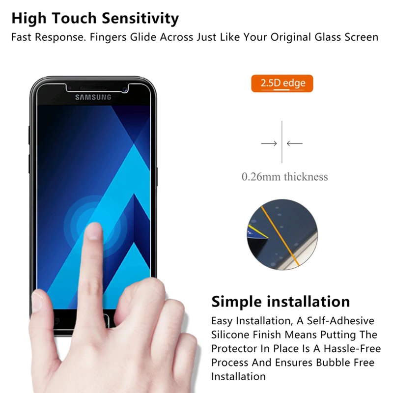 Закаленное стекло 9H HD для Samsung Galaxy A5 2017 A3 2016 жесткий экран A7 2018 закаленное A530