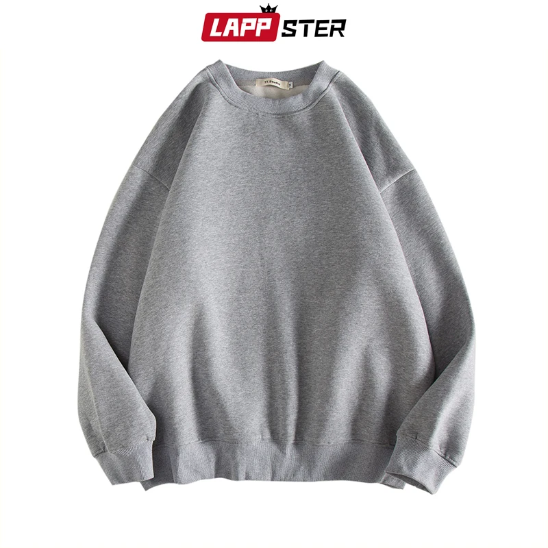 Толстовка LAPPSTER Мужская Флисовая однотонная уличная одежда в стиле оверсайз