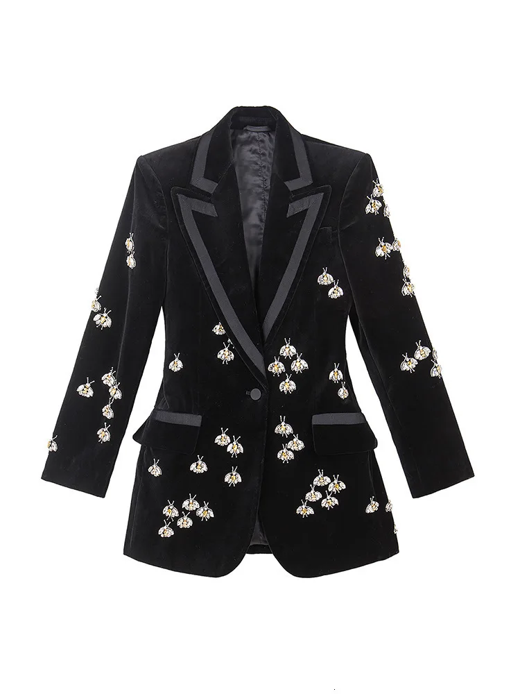 

High Quality New Fashion Women Runway Designer Luxury Brand Black Blazer Jacket Female Ladies Slim Outerwear Plus Size