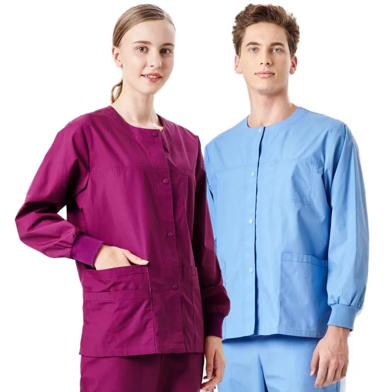 4XL медицинская куртка скрабы униформы для женщин разогрева скрепленные мед технологии куртки ребра комплект манжеты на кнопках с длинным рукавом зимнее пальто