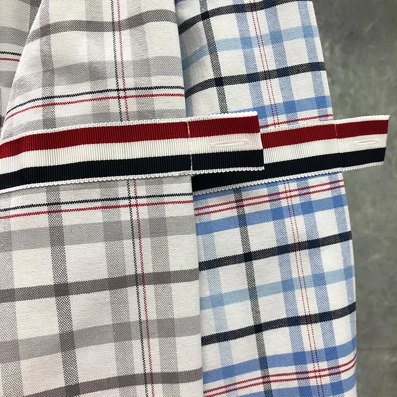

2021 Fashion TB THOM Brand Shirts Men Slim Fit Long Sleeve Casual Plaid Shirt Striped Oxford Cotton Spring Autumn Men's Clothing