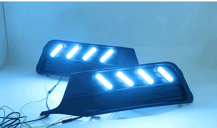 

Osmrk led drl daytime running light for Volkswagen Santana 2016-2017 with Dynamic moving yellow turn signal and blue night light