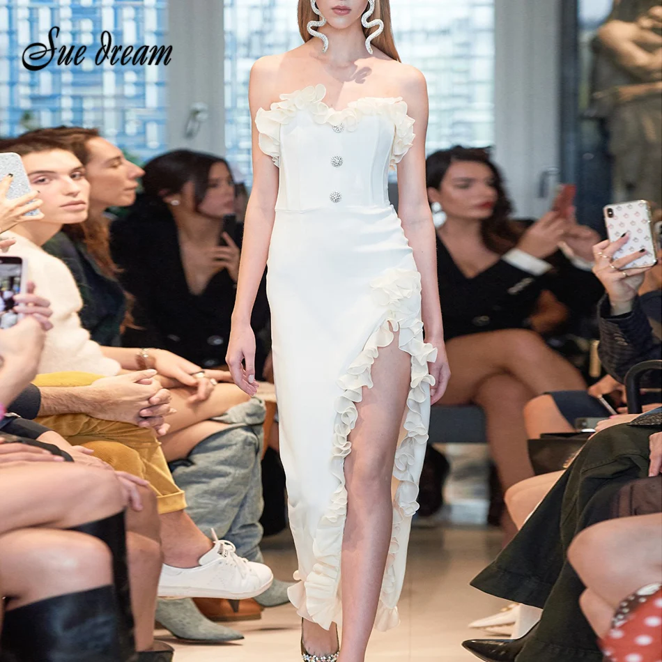 Новинка Весна 2020 женское белое Бандажное платье соблазнительное вечернее без