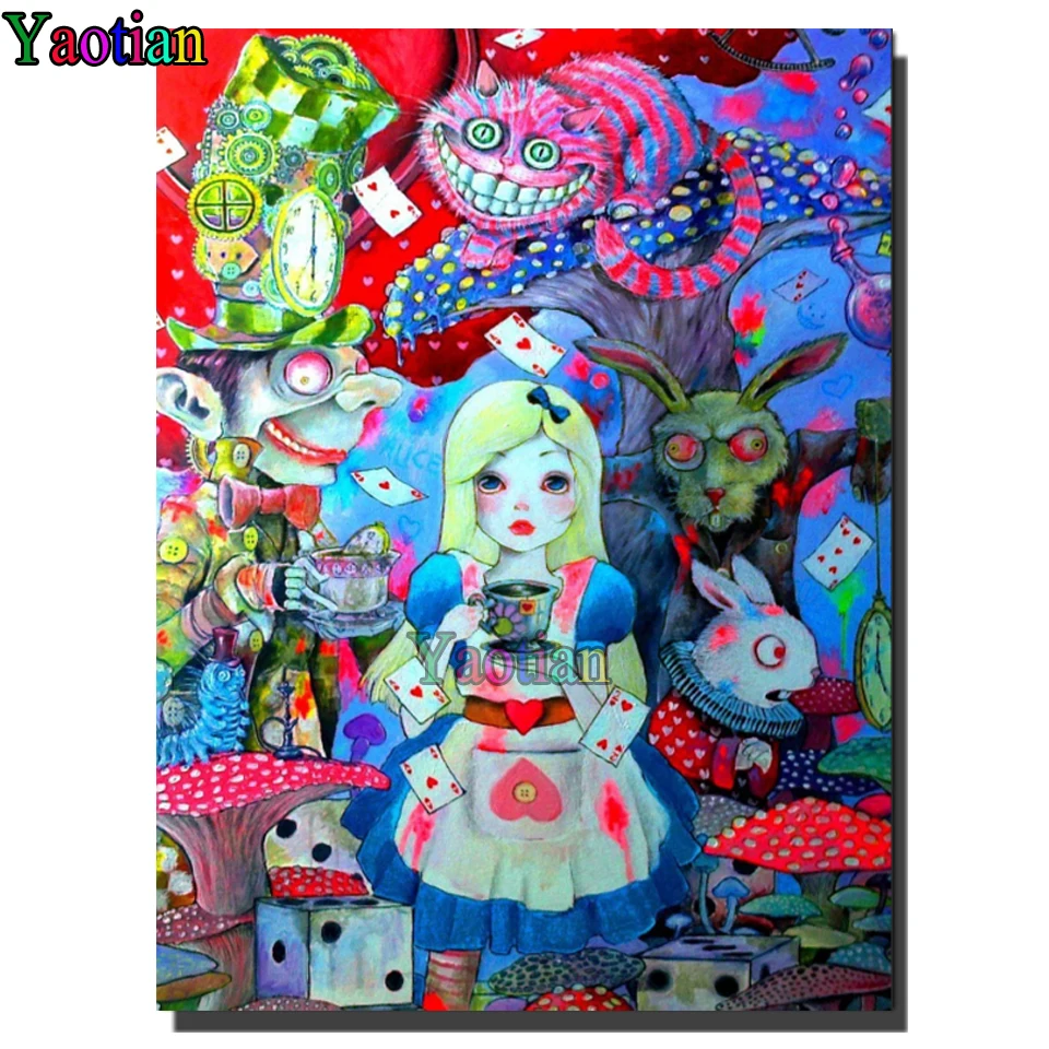 

Cartoon girl and cat/bunny Diy diamond painting Crystal diamond embroidery Full square drill mosaic Cross Stitch Wall Sticker