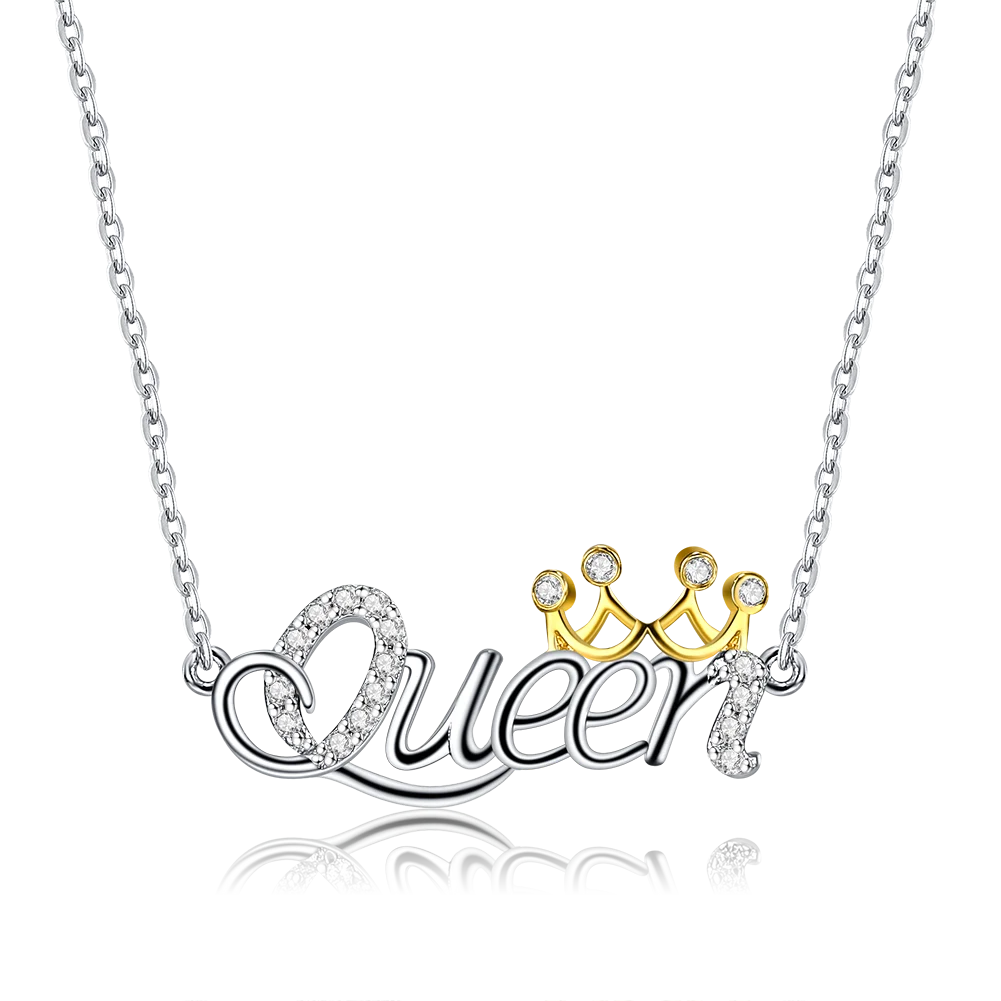

SILVERHOO 925 Sterling Silver Necklace For Women Fine Jewelry High Quality Cubic Zirconia Crown Lady Necklaces Best Selling Gift