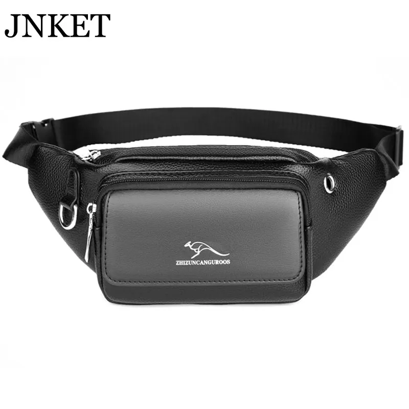

Модная Мужская поясная сумка JNKET из искусственной кожи, поясная сумка с отверстиями для наушников, сумка на плечо, многофункциональная пояс...
