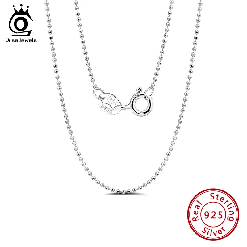 

ORSA JEWELS Genuine 925 Sterling Silver Women Necklace Chain Based Bead Chain Delicate Stylish Lady Match Chain Jewelry SC24