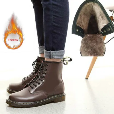 

Women Men Genuine Leather Boots Martens Boots Femme Doc Unisex Winter Ankle High Top Luxury Motorcycle Shoes Woman Botas Mujer