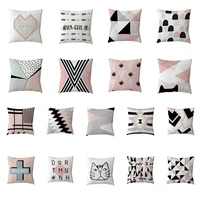 gray pink geometry cushion cover geometric patterns abstraction sofa pillow love chevron black cat nordic design